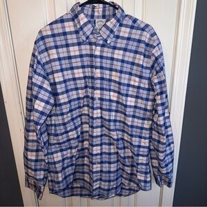 Brooks Brothers Regent Blue and White Plaid Button-Down Shirt